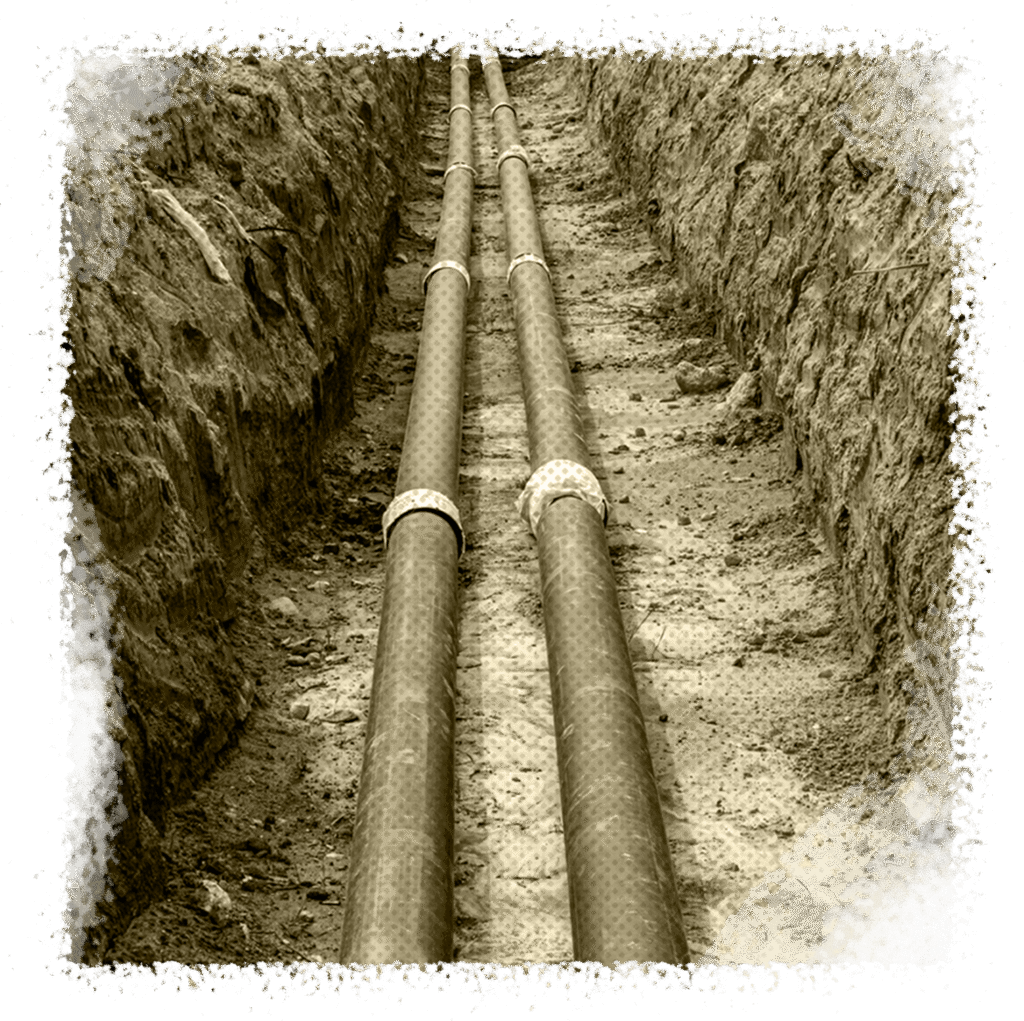 Trenchless sewer system pipes in ground